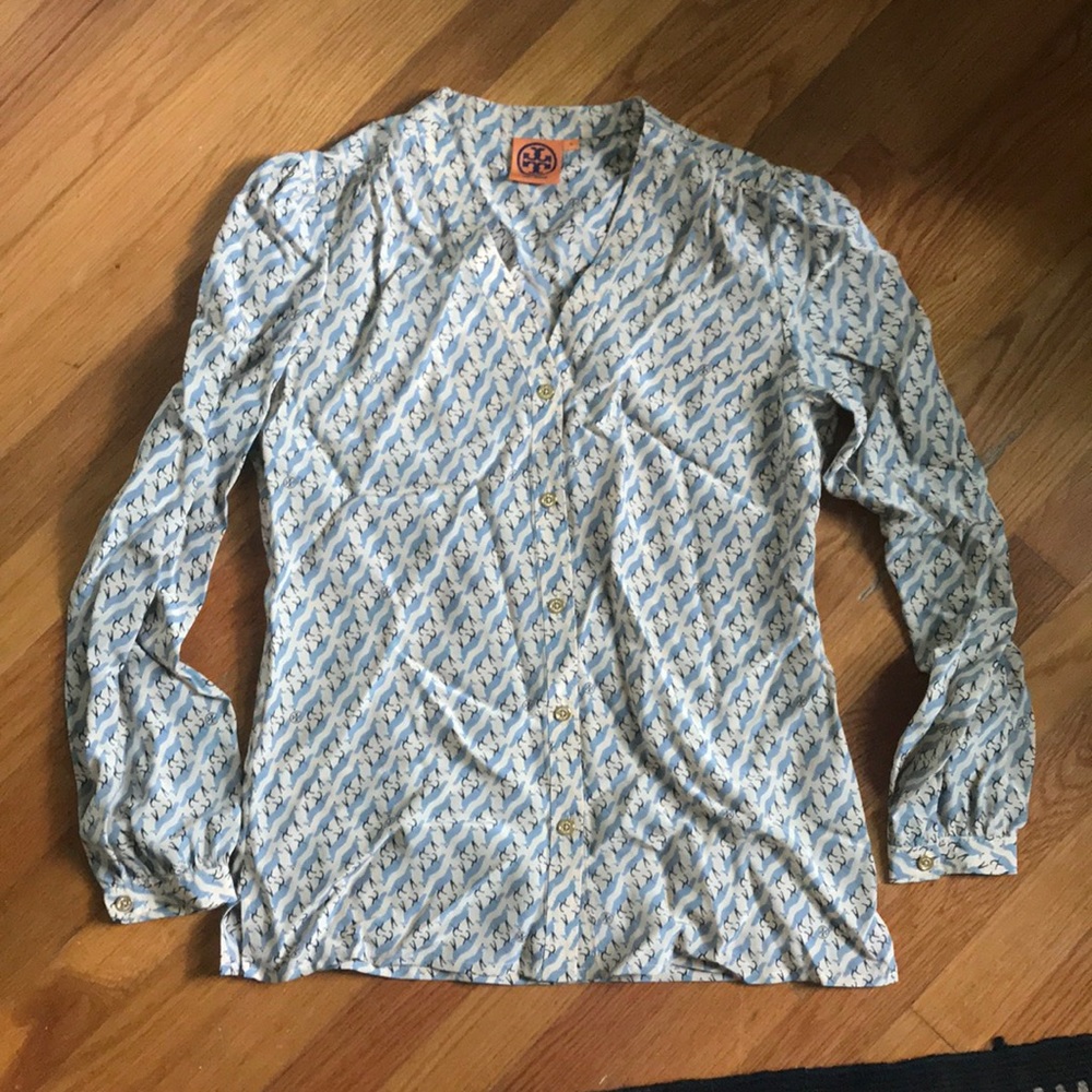 Blue and beige Tory Burch blouse